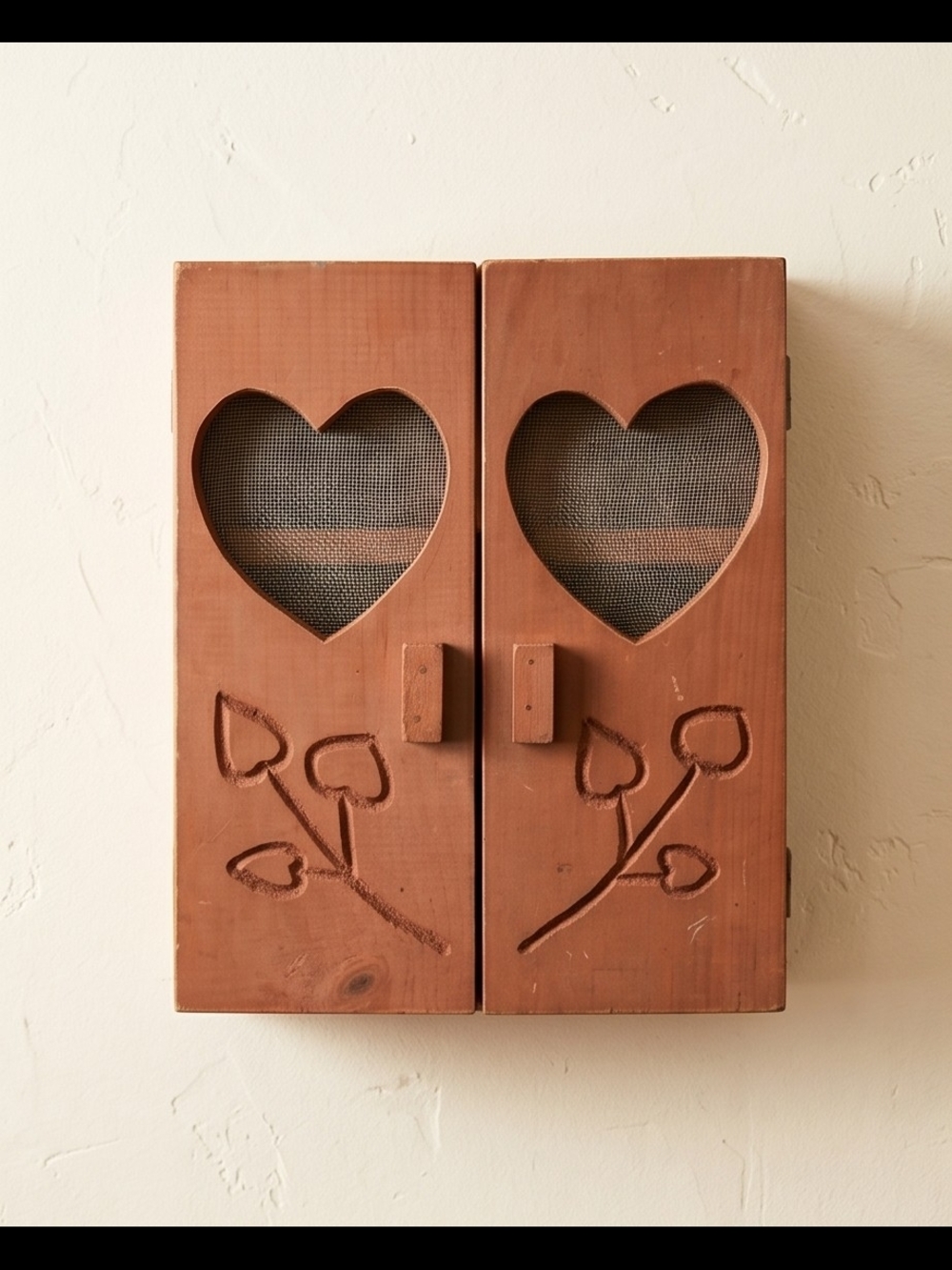 Heart Cutout Wooden Wall Cabinet - Brown